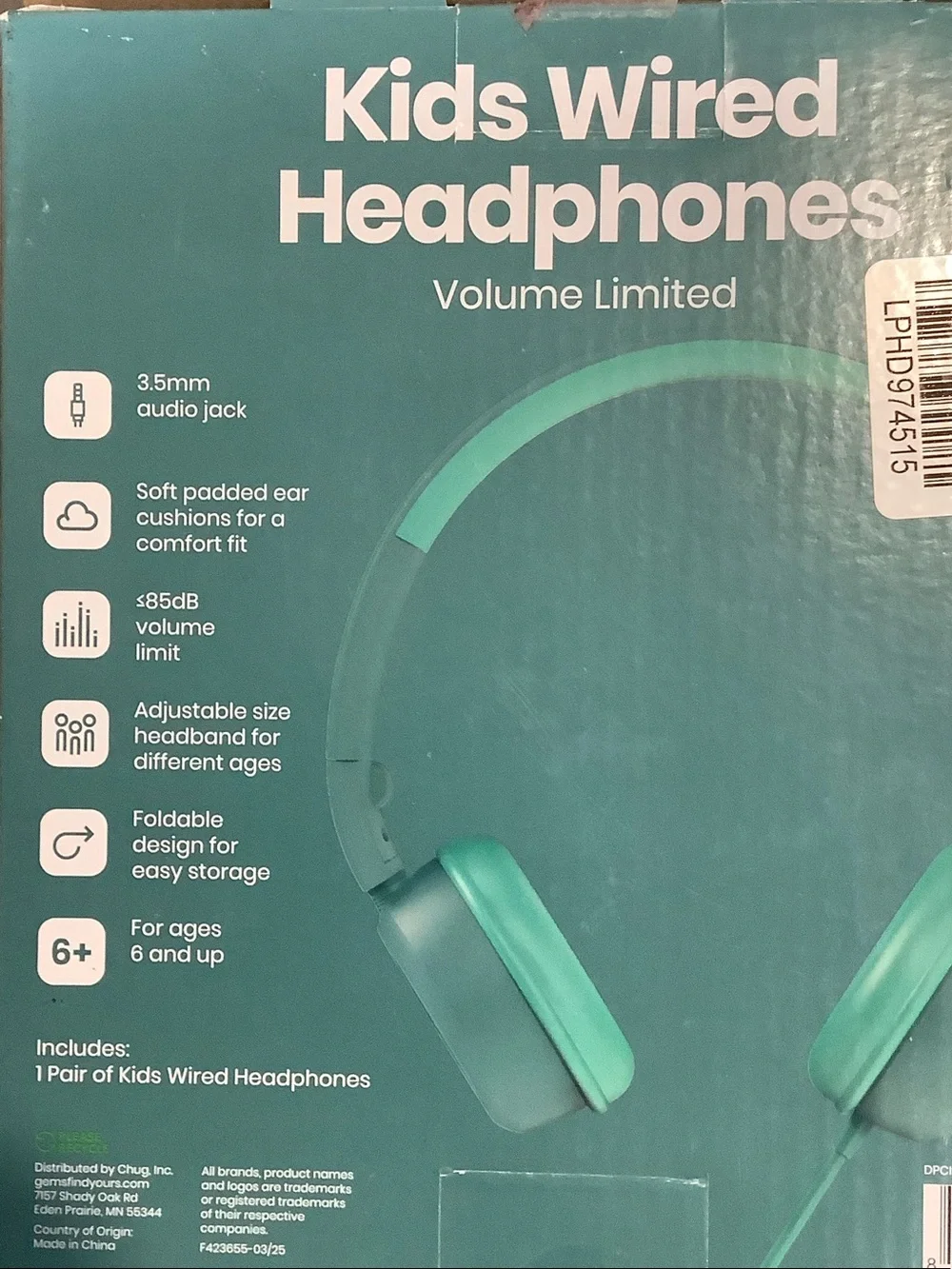 Kids Wired Headphones Teal - Volume Limited Foldable Design